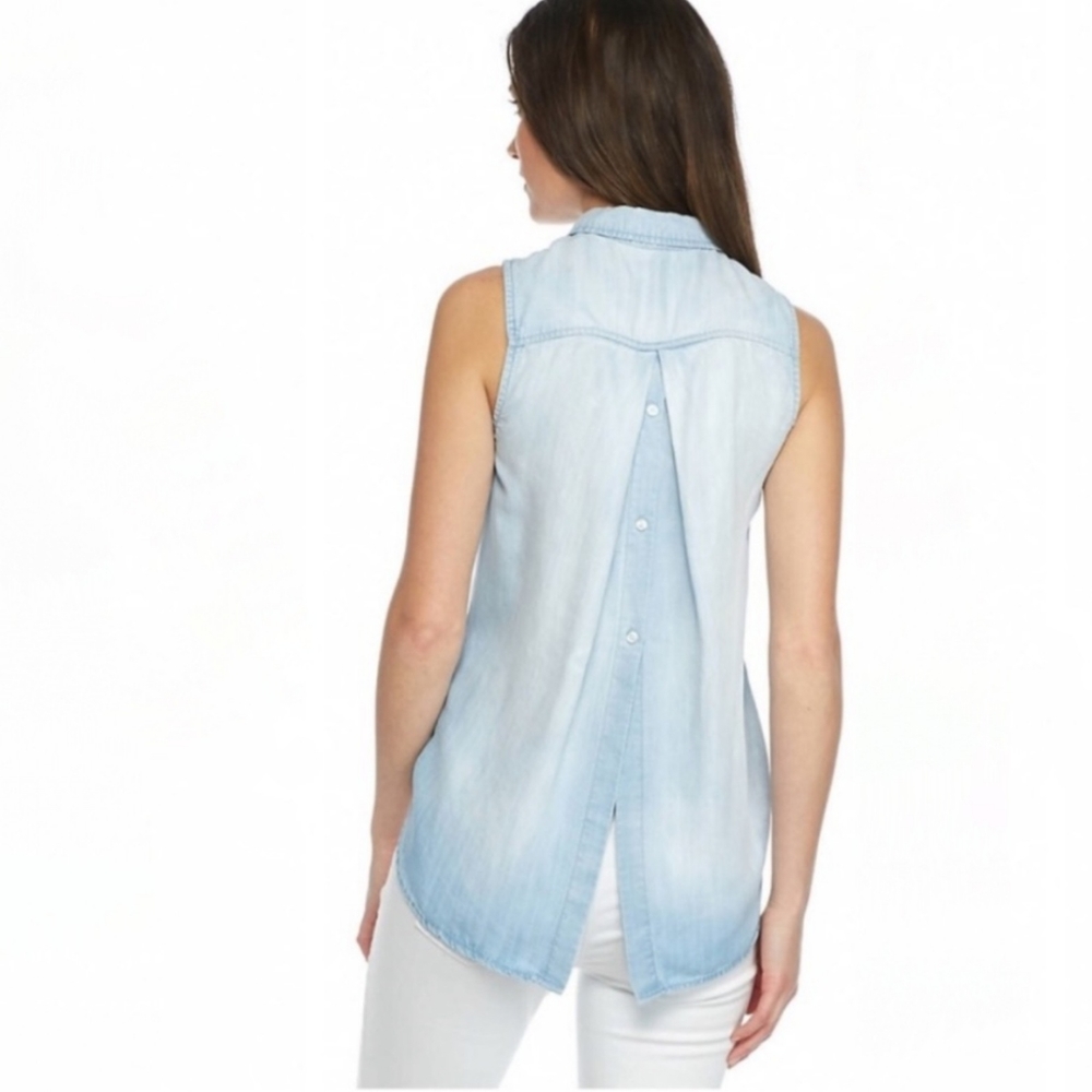 Cloth & Stone Petite XXS Split Back Sleeveless Chambray